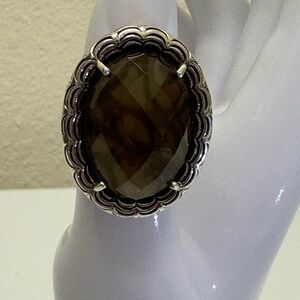 Elegant Smokey Quartz Silver Women's Ring